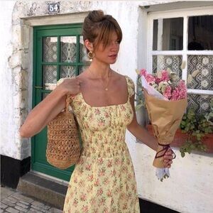 With Jean Yellow Floral Dress M